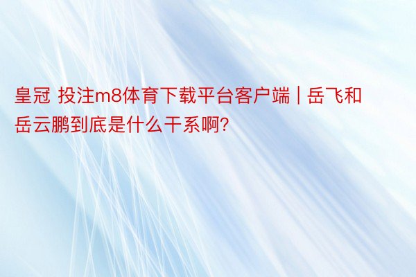 皇冠 投注m8体育下载平台客户端 | 岳飞和岳云鹏到底是什么干系啊？