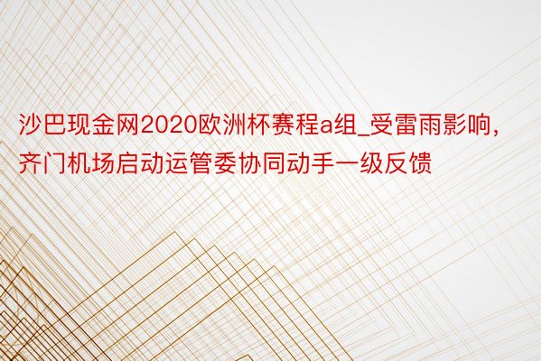 沙巴现金网2020欧洲杯赛程a组_受雷雨影响，齐门机场启动运管委协同动手一级反馈